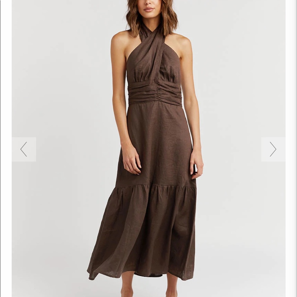 DISSH HARRIER DARK CHOCOLATE LINEN DRESS